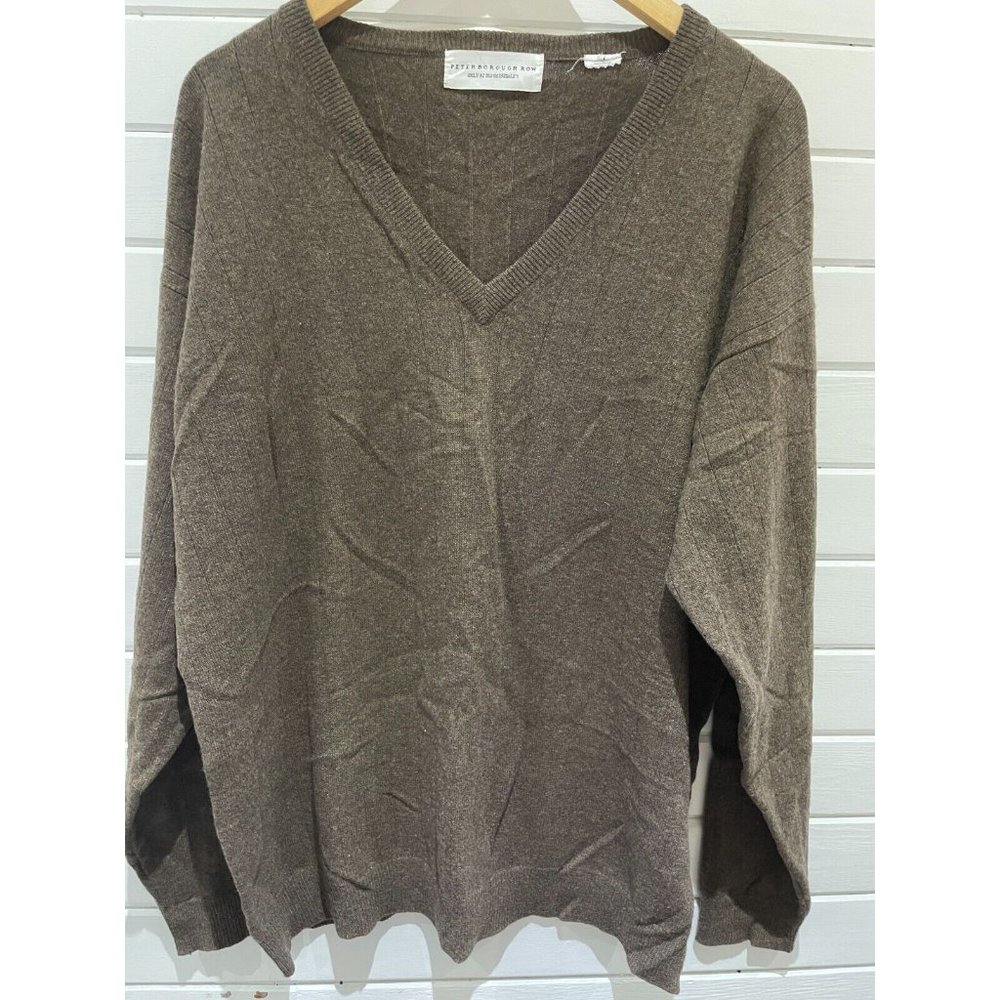 Peterborough Row Sweater Mens XL Gray Wool Knit V-neck Preppy Bloomingdale